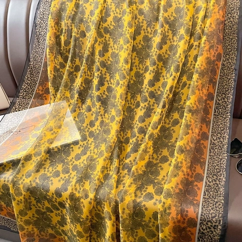 Elegante Oversized Sjaal Met Bloemen En Luipaardprint Chiffon Zonbescherming Ademend Voor Dames