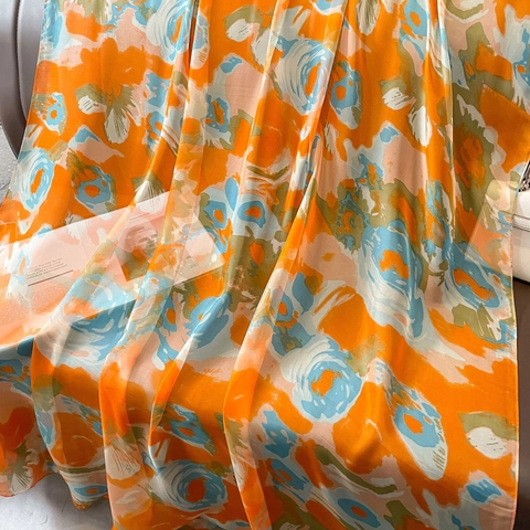 Women Floral Scarf Polyester Lightweight Sunscreen Beach Shawl Fashion Printed Soft Long Wrap For Lady