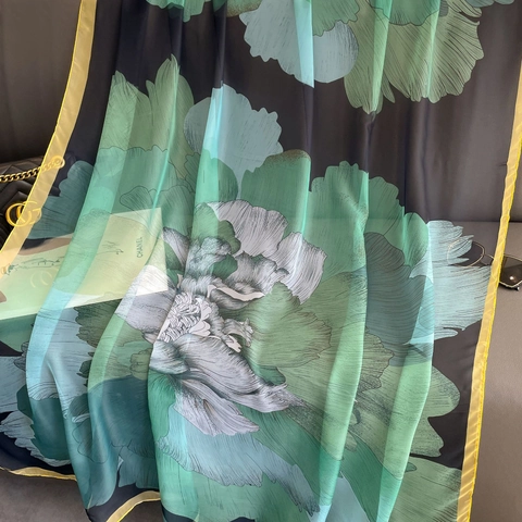 Grote Sjaal Met Pioenroosprint Lichtgewicht Transparante Omslagdoek Zonbescherming Mode Strandvakantie Oversized Voor Dames