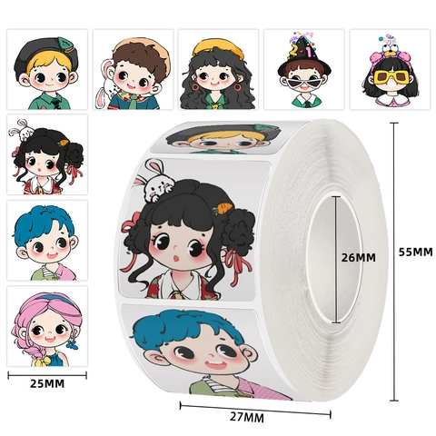 Rouleau Autocollants Personnage Dessin Animé Adhésif Kawaii Anime Couple Décoratifs Scrapbooking Coque Téléphone Bricolage