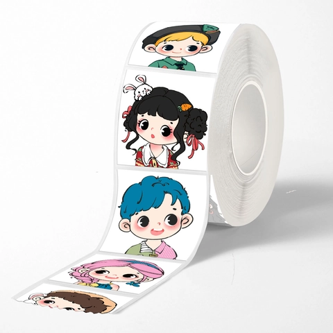 Rouleau Autocollants Personnage Dessin Animé Adhésif Kawaii Anime Couple Décoratifs Scrapbooking Coque Téléphone Bricolage