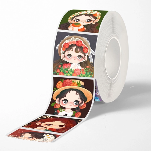 Autocollants De Fille Mignonne Anime En Rouleau Décalcomanies Esthétiques Pour Journal Intime Scrapbooking