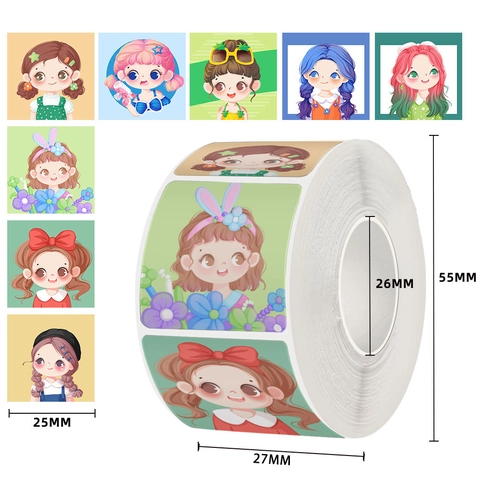 Schattige Cartoon Meisje Decoratieve Stickers Kawaii Esthetische Illustratie Label Voor Plakboek Laptop Journal DIY Craft Decoratie