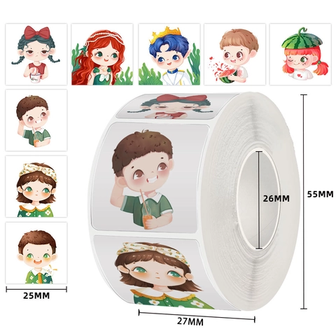 Rotolo Di Adesivi Personaggi Cartoni Animati Etichette Adesive Decalcomanie Decorative Scrapbooking Kawaii