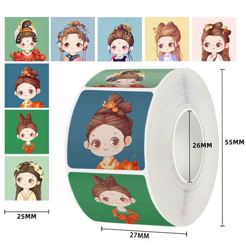 Autocollants En Rouleau Filles Chinoises Anciennes Chibi Hanfu Anime Autocollants Décoratifs Pour Scrapbooking Journaling