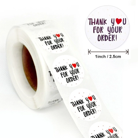 Autocollants Merci Pour Votre Commande Étiquettes Adhésives Rondes Pour Emballage Décoration Boîte Cadeau Scellage