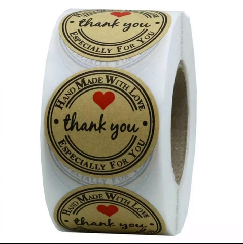 Autocollants En Papier Kraft Rond Thank You Hand Made With Love Étiquettes De Scellage De Cadeau Pour Emballage De Cuisson