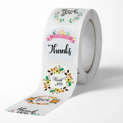 Florale Dankeschön Aufkleber Rund Rolle Klebeetikett Blumendesign Umschlagversiegelung Hochzeit Party Geschenkdekoration