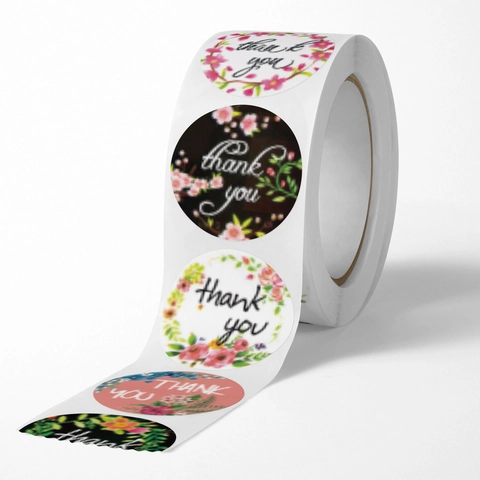Autocollants De Merci Floraux Étiquettes Autocollantes Rondes Pour Emballage Cadeau Mariage Anniversaire Décoration De Fête Papeterie