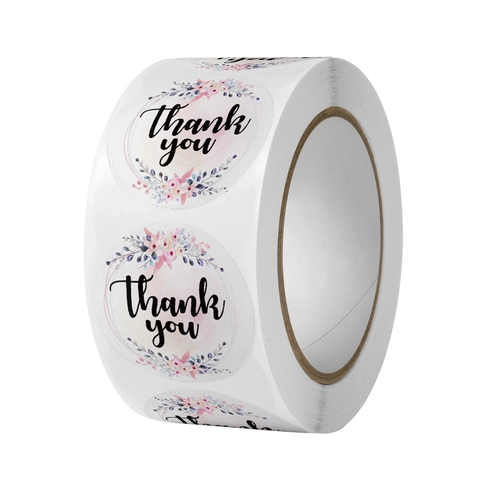 Dankeschön Aufkleber Rolle Aquarell Blumen Rund Selbstklebend Etiketten Für Hochzeit Geschenkbox Umschlag Versiegelung