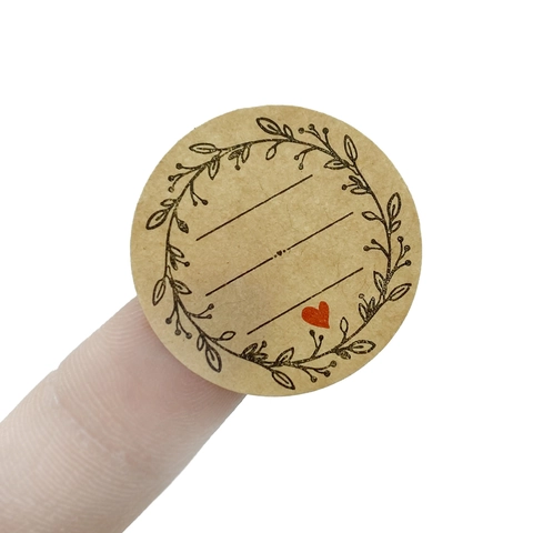Etichette Adesive In Carta Kraft Tonde Autoadesive Scrivibili Design Corona Cuore Rosso Per Confezioni Regalo