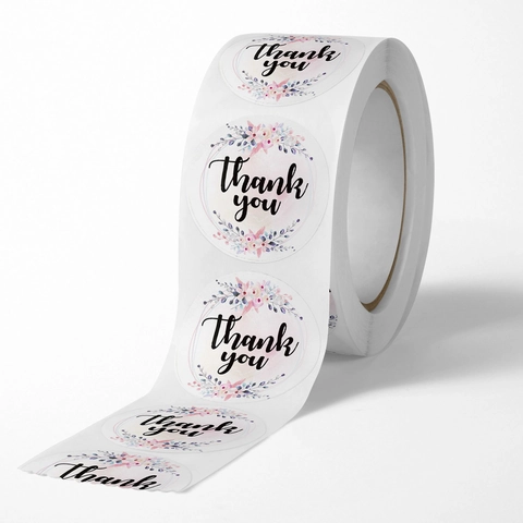 Dankeschön Aufkleber Rolle Aquarell Blumen Rund Selbstklebend Etiketten Für Hochzeit Geschenkbox Umschlag Versiegelung