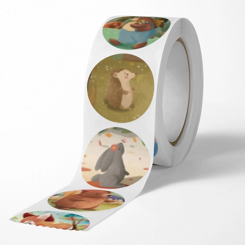 Autocollants Ronds Animaux Dessin Animé Étiquettes Papier Adhésif Pour Emballage Cadeau Scrapbooking Récompenses