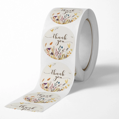 Autocollants Merci Ronds Étiquettes Adhésives Florales Pour Emballage Cadeau Décoration Mariage Fête Sceaux Enveloppe Artistique