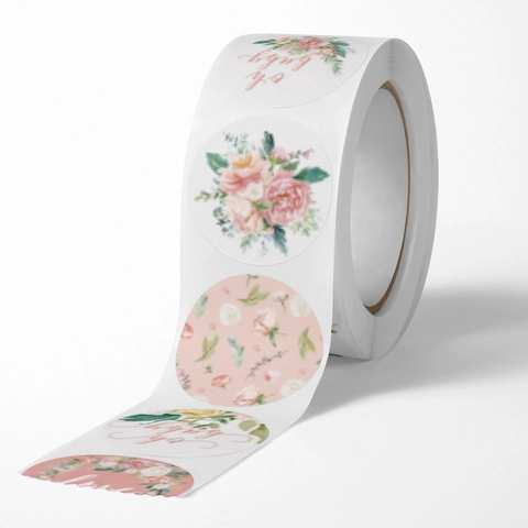 Étiquettes Autocollantes Rondes Pivoine Fleurs Décalcomanies Florales Pour Emballage De Cadeau Scellage Design Aquarelle