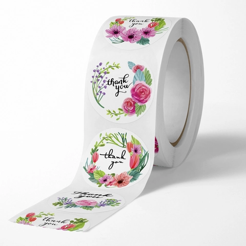 Autocollants Merci Floraux Étiquettes De Scellage Rondes Papier Cuivré Autocollant Emballage Cadeau De Mariage Décoration