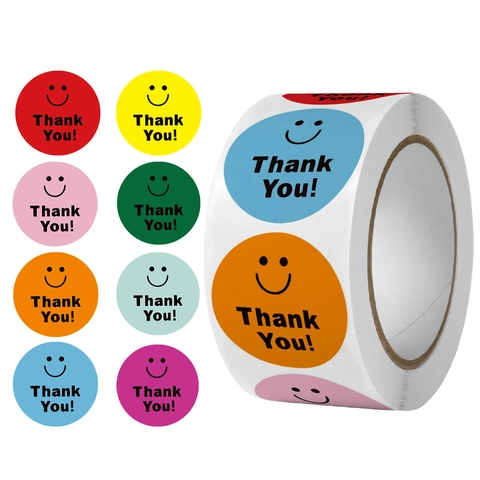Adesivi Rotondi Con Sorriso E Grazie Etichette Premio Autoadesive Per Confezioni Regalo Sigillatura Buste Forniture Per Insegnanti