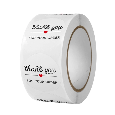 Autocollants Ronds Blancs Merci Pour Votre Commande Avec Cœur Rouge Étiquettes Adhésives Pour Emballage Cadeau Affaires