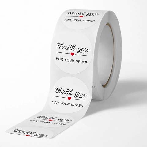 Autocollants Ronds Blancs Merci Pour Votre Commande Avec Cœur Rouge Étiquettes Adhésives Pour Emballage Cadeau Affaires