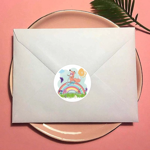 Autocollants Décoratifs Ronds Animaux Dessin Animé Étiquettes Adhésives Pour Emballage Cadeau Scellage Scrapbooking DIY