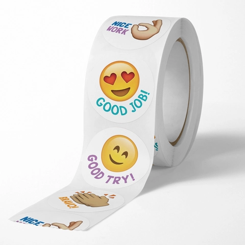 Belonungsaufkleber Rund Selbstklebend Emoji Gesicht Cartoon Lob Für Lehrer Schule Klassenzimmer Kinder Motivation