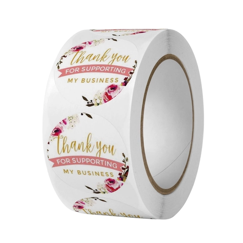 Merci De Soutenir Mon Entreprise Autocollants Rouleau Rond Floral Sceaux Enveloppe Pour Emballage Cadeau Affaires Décor
