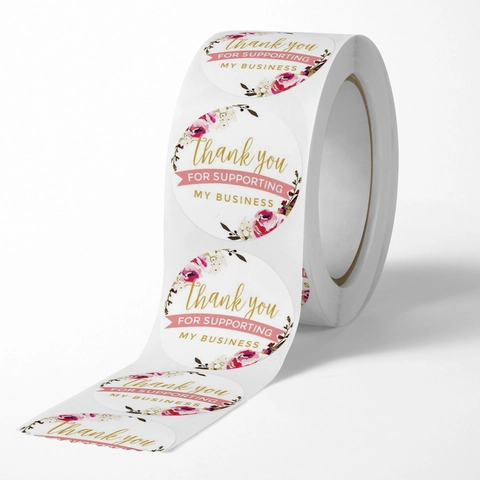 Merci De Soutenir Mon Entreprise Autocollants Rouleau Rond Floral Sceaux Enveloppe Pour Emballage Cadeau Affaires Décor