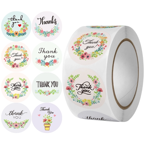 Autocollants De Remerciement Floraux Étiquettes Autocollantes Rondes Pour Emballage De Cadeau De Mariage Sceau D'Enveloppe