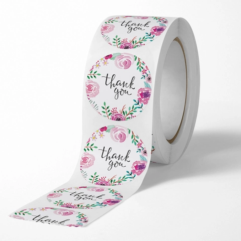Autocollants Merci Ronds Floraux Étiquettes De Scellage Autocollantes Pour Enveloppes Mariage Décor Emballage