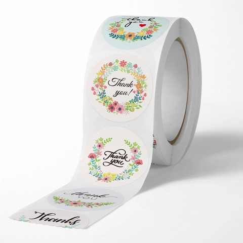 Autocollants De Remerciement Floraux Étiquettes Autocollantes Rondes Pour Emballage De Cadeau De Mariage Sceau D'Enveloppe