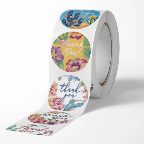 Autocollants Thank You Illustration Florale Animale Étiquettes De Fermeture Autocollantes Rondes Pour Petite Entreprise Emballage Cadeau Décor