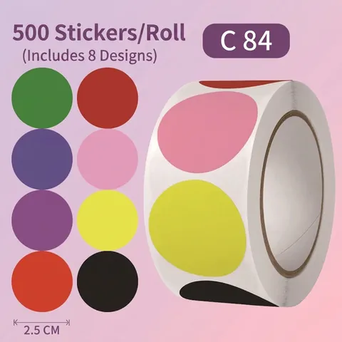 Colorful Round Color Coding Labels Stickers Roll Blank Self Adhesive Multi Purpose Marking Classification For Office School DIY