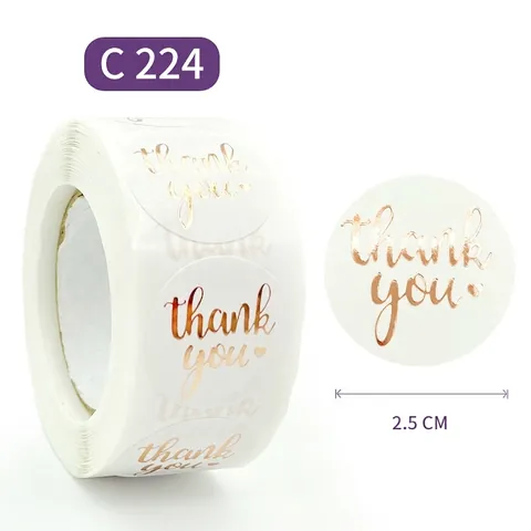 Autocollants Merci Feuille Or Rose Étiquettes Autocollantes Rondes Pour Emballage Cadeau Sceau Enveloppe Décor Cœur