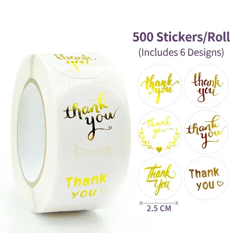 Autocollants Thank You Feuille D'or Ronds Étiquettes Adhésives Pour Petite Entreprise Emballage Cadeau Scellage Enveloppe Décoratif