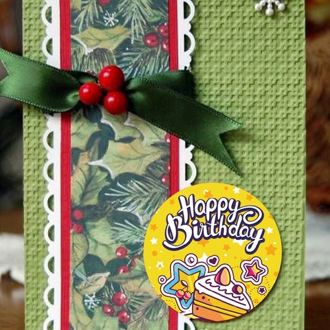 Happy Birthday Stickers Round Labels For Gift Wrapping Envelope Sealing Self Adhesive Decorative Paper Cartoon Patterns Party Supplies