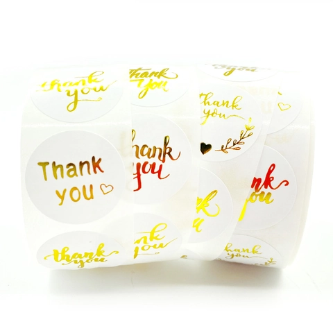 Autocollants Thank You Feuille D'or Ronds Étiquettes Adhésives Pour Petite Entreprise Emballage Cadeau Scellage Enveloppe Décoratif
