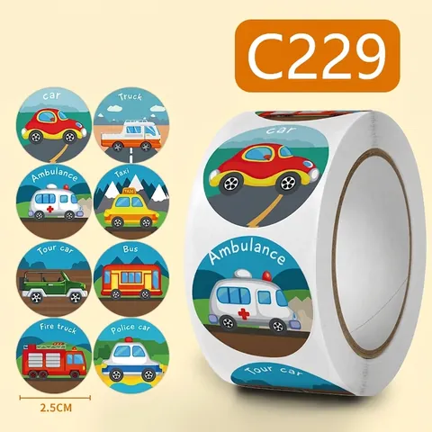 Cartoon Transport Fahrzeug Belohnung Aufkleber Bunte Klebe Etiketten Für Kinder Lehrer Lob Schule Material