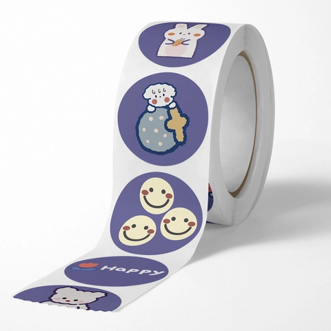 Autocollants Décoratifs Ronds Animaux Dessin Animé Étiquettes Violettes Autocollantes Pour Emballage Scrapbooking DIY Style Mignon