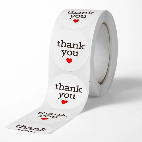 Autocollants Thank You Ronds Étiquettes De Scellage Cœur Décoratives Pour Emballage Cadeau Enveloppe Scrapbooking Papeterie