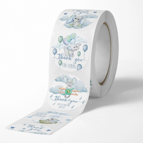 Runde Rolle Cartoon Elefant Tier Aufkleber Aquarell Dankeschön Etiketten Für Babyparty Geburtstag Party Geschenkverpackung Versiegelung