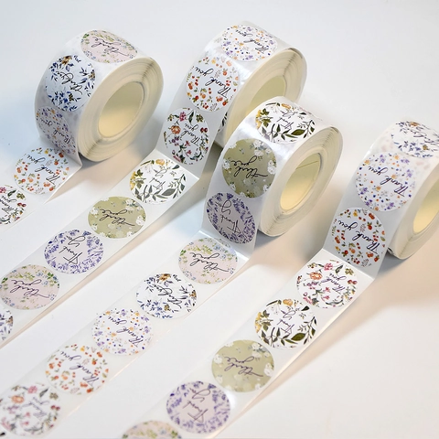 Runde Blumen Vielen Dank Aufkleber Selbstklebende Etiketten Für Hochzeit Geschenkbeutel Backen Dekoration Umschlag Versiegelung