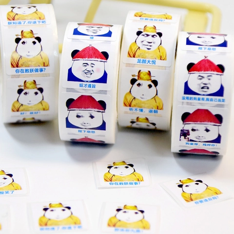 Autocollants Drôles De Mème Panda Style Impérial Chinois Étiquettes Décoratives Pour Scrapbooking Bricolage Journal Emballage Humour Papeterie Adhésif