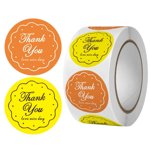 Autocollants Merci Rouleau Rond Festonné Motif Floral Étiquettes Adhésives Décoratives Pour Emballage Cadeau Sceau Enveloppe