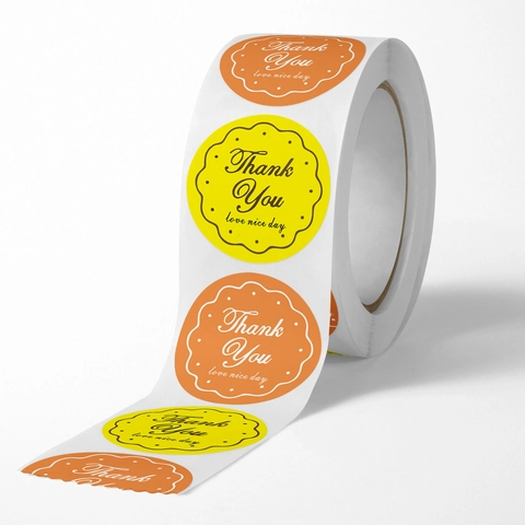 Autocollants Merci Rouleau Rond Festonné Motif Floral Étiquettes Adhésives Décoratives Pour Emballage Cadeau Sceau Enveloppe