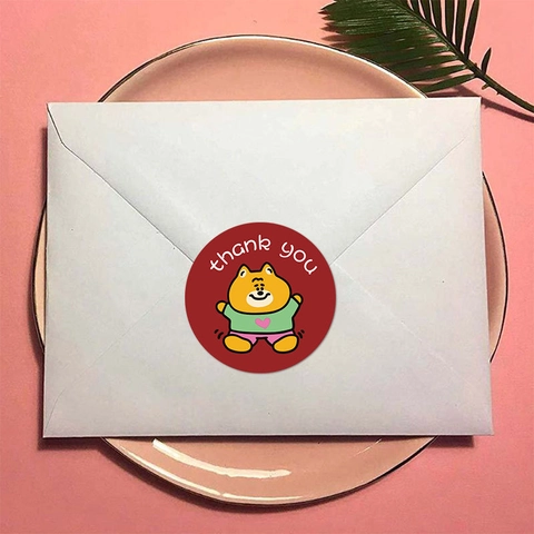 Rouleau De Stickers De Remerciement Animaux Dessin Animé Étiquettes Adhésives Pour Emballage Cadeau Scellage Enveloppe