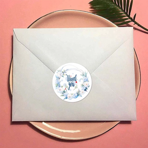 Autocollants Thank You Ronds Aquarelle Florale Étiquettes Adhésives Pour Emballage Cadeau Scellage Enveloppe Mariage