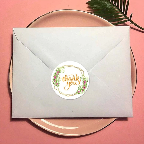 Autocollants De Merci Ronds Design Floral Étiquettes Auto-adhésives Pour Mariage Fête Emballage Cadeau Décoration Sceau