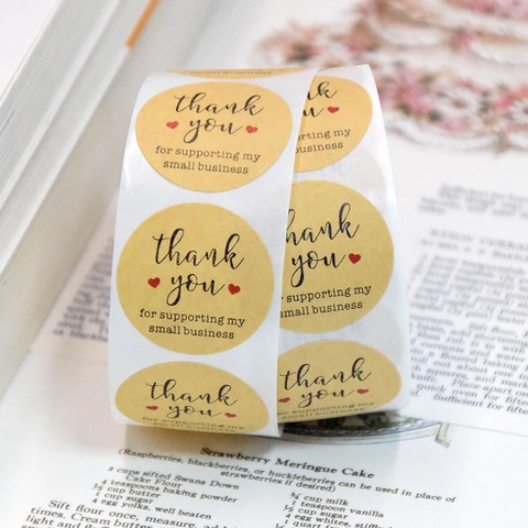 Round Kraft Paper Thank You Stickers For Supporting My Small Business Self Adhesive For Packaging Envelope Sealing