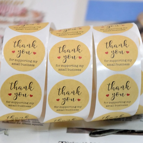 Round Kraft Paper Thank You Stickers For Supporting My Small Business Self Adhesive For Packaging Envelope Sealing