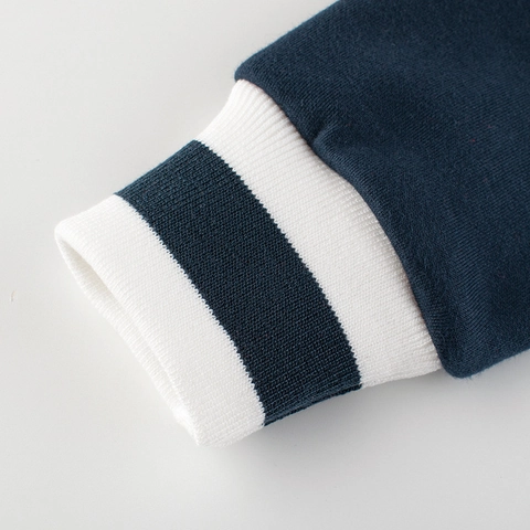 Giacca Varsity Bambini Foderata In Pile Baseball Abbigliamento Misto Cotone Maniche A Contrasto Ricamo Lettera Cerniera Lampo